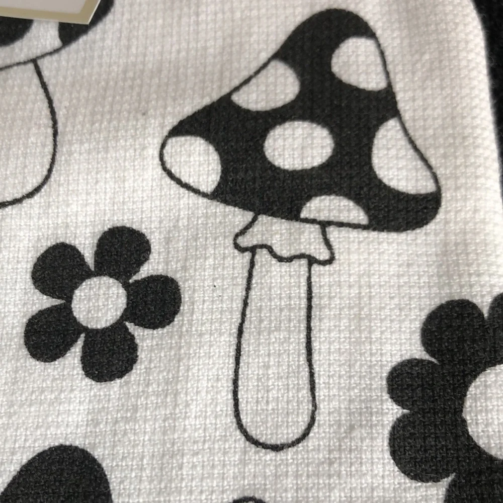 Black and White Mushroom Print Kitchen Towels